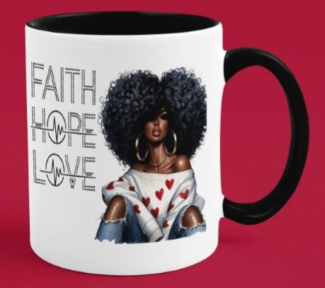 Faith Hope Love Two Toned Coffee Mug