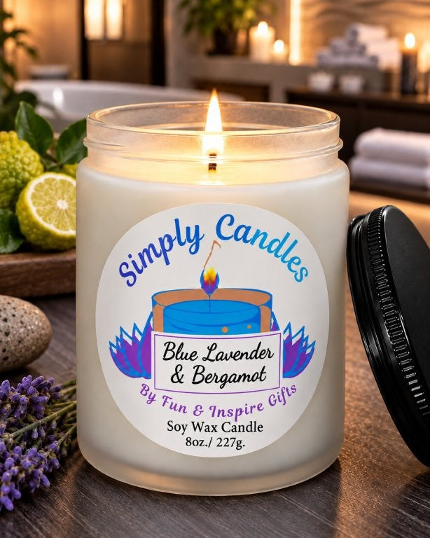 Blue Lavender & Bergamot Scented Candle