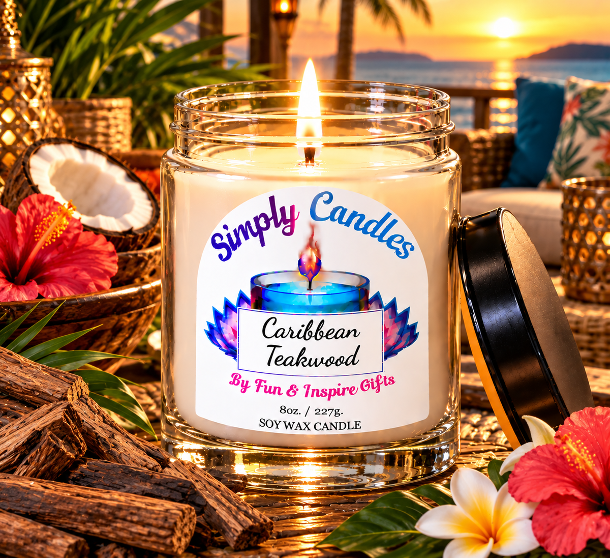 Caribbean Teakwood Scented Candle