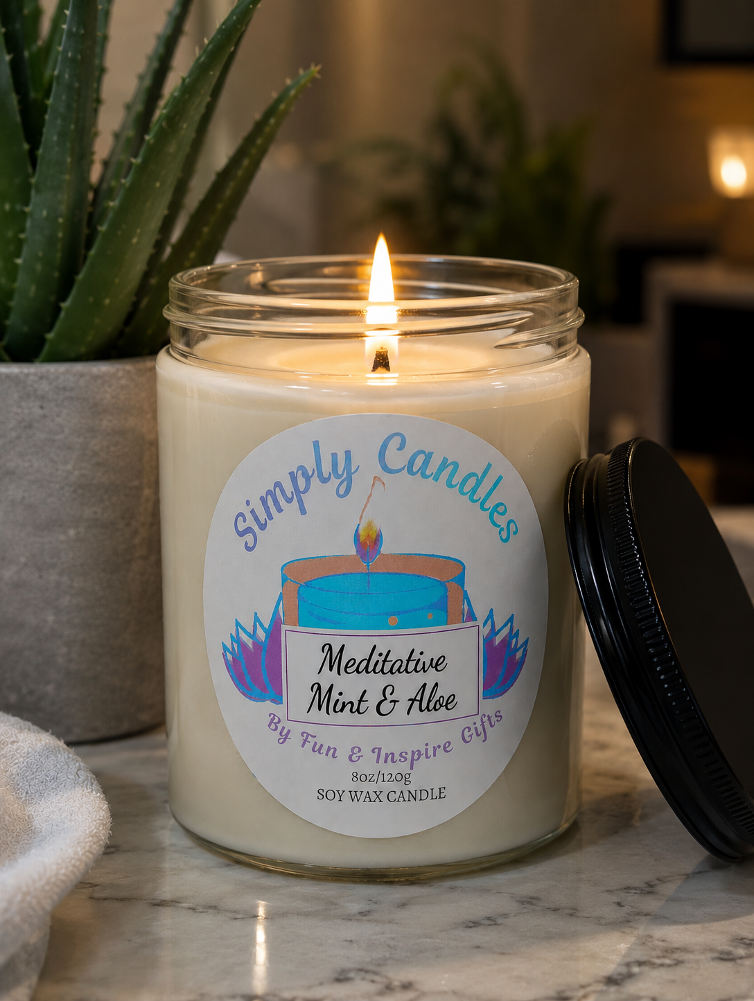 Meditative Mint and Aloe Scented Candle