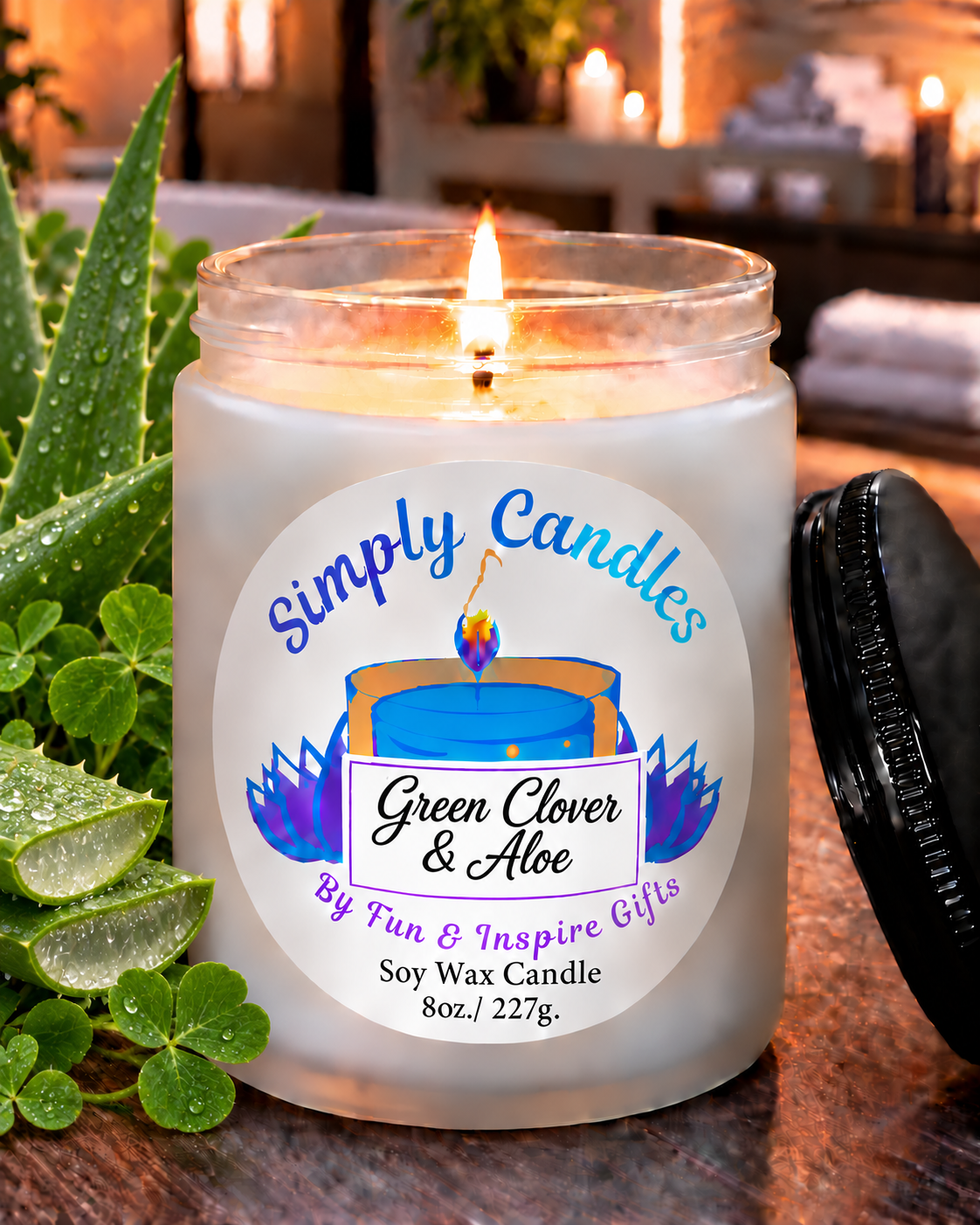 Green Clover and Aloe Scented Candle
