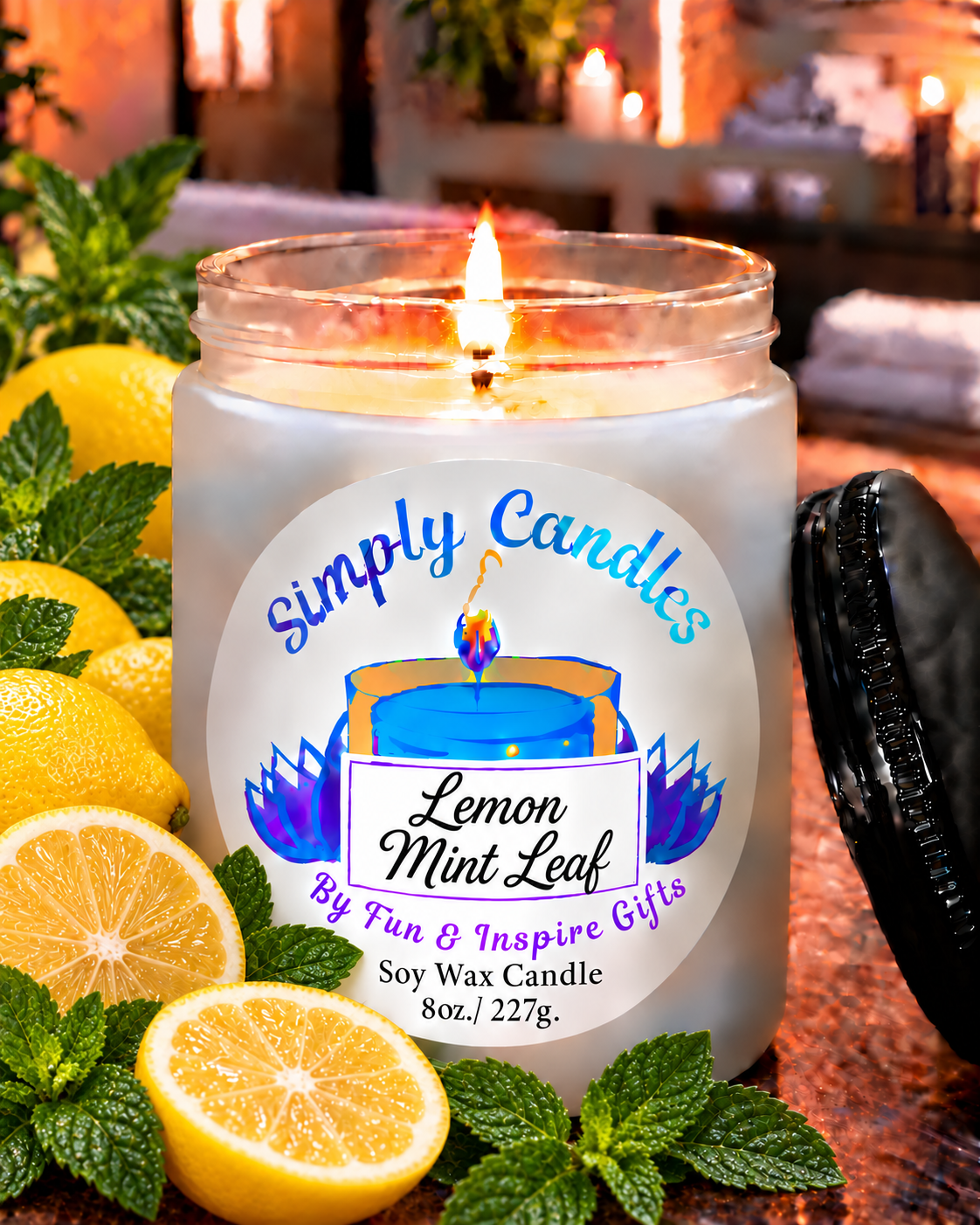 Lemon Mint Leaf Scented Candle