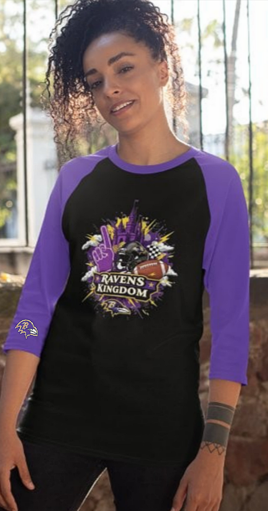 Ravens Kingdom Ladies Raglan 3/4 Sleeve Tee