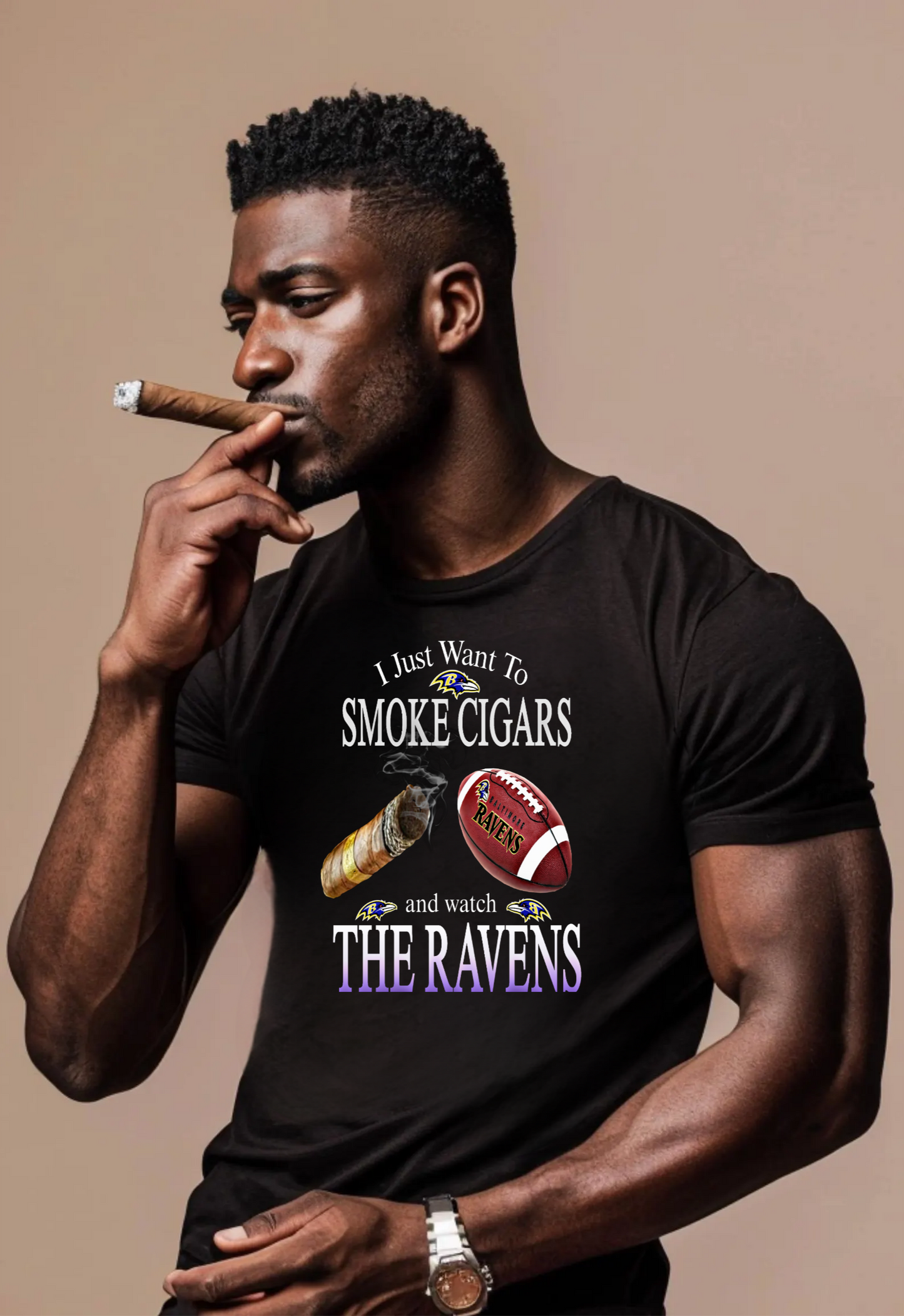 I just Want To Smoke Cigars and Watch The Ravens Tee
