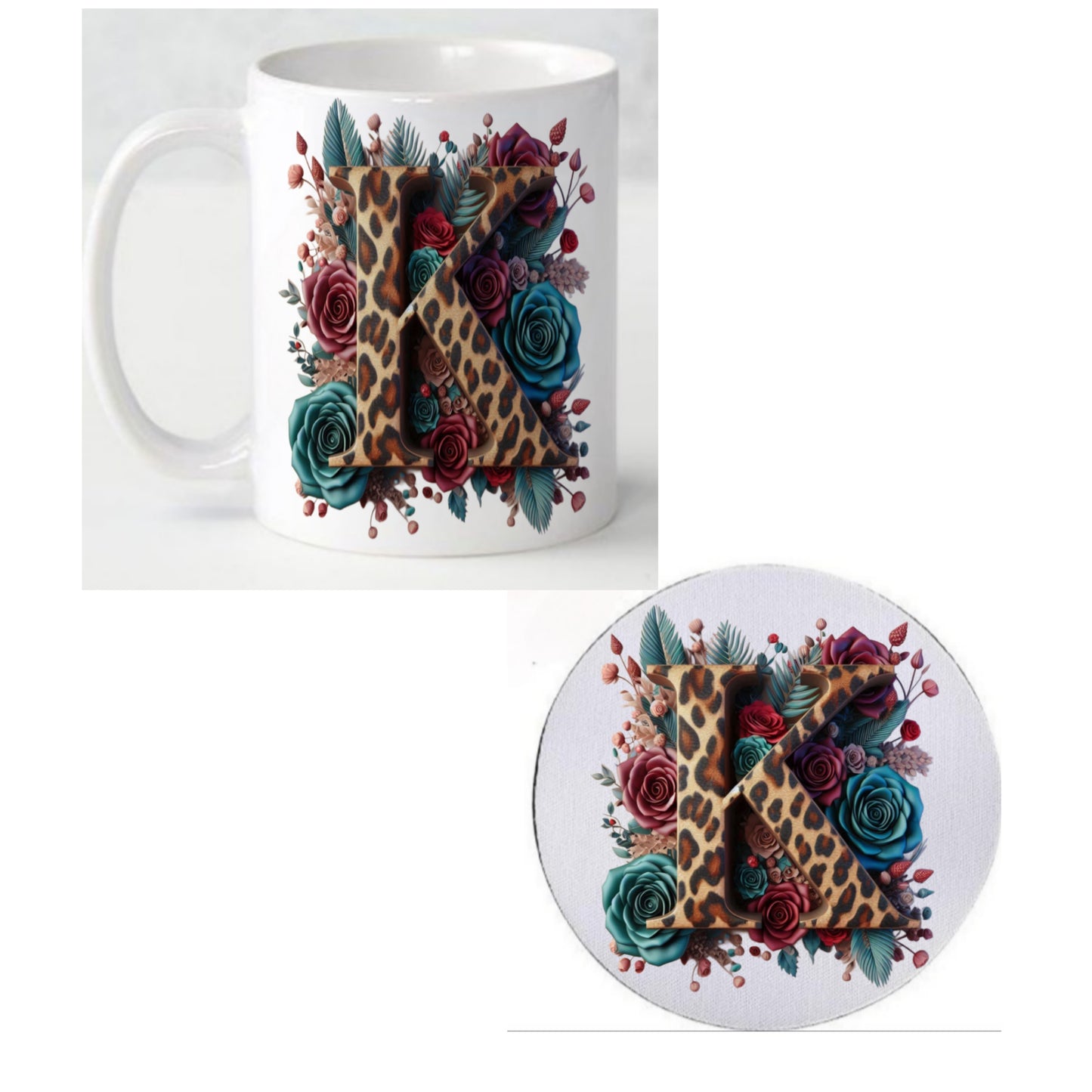 Initial K Coffee Mug & Coaster Set