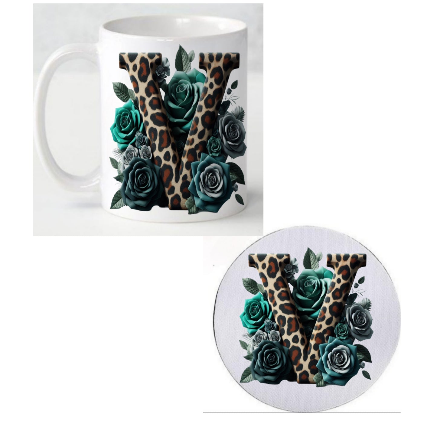 Initial V Coffee Mug & Coaster Set