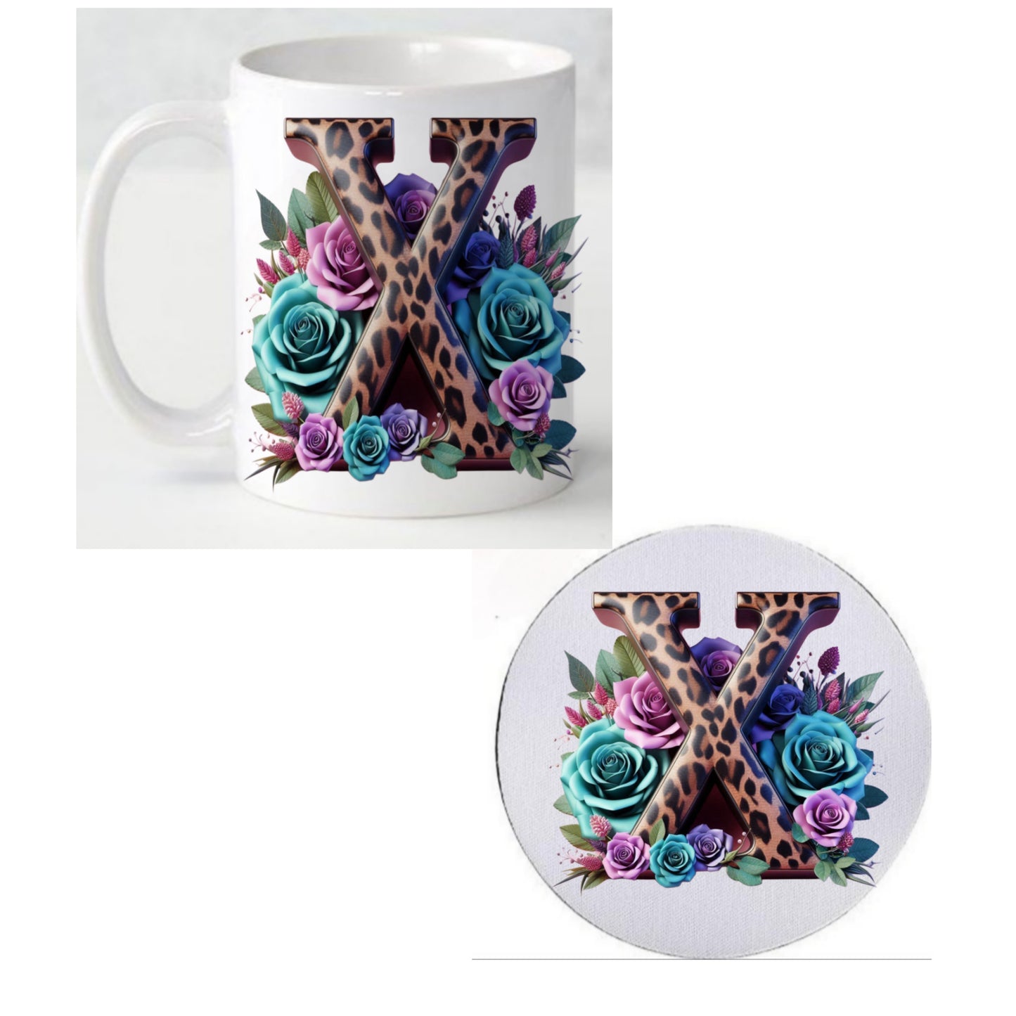 Initial X Coffee Mug & Coaster Set