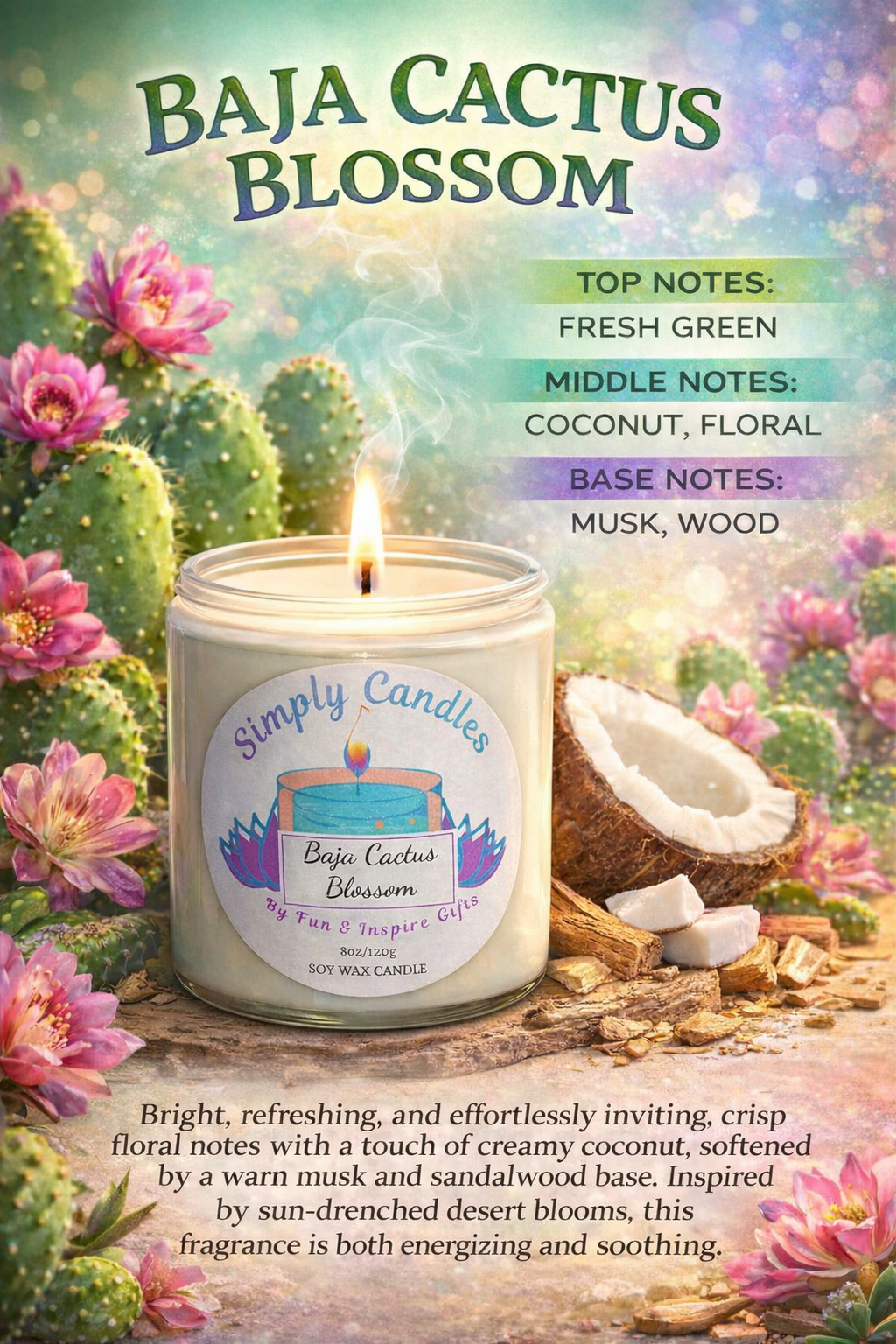 Baja Cactus Blossom Scented Candle