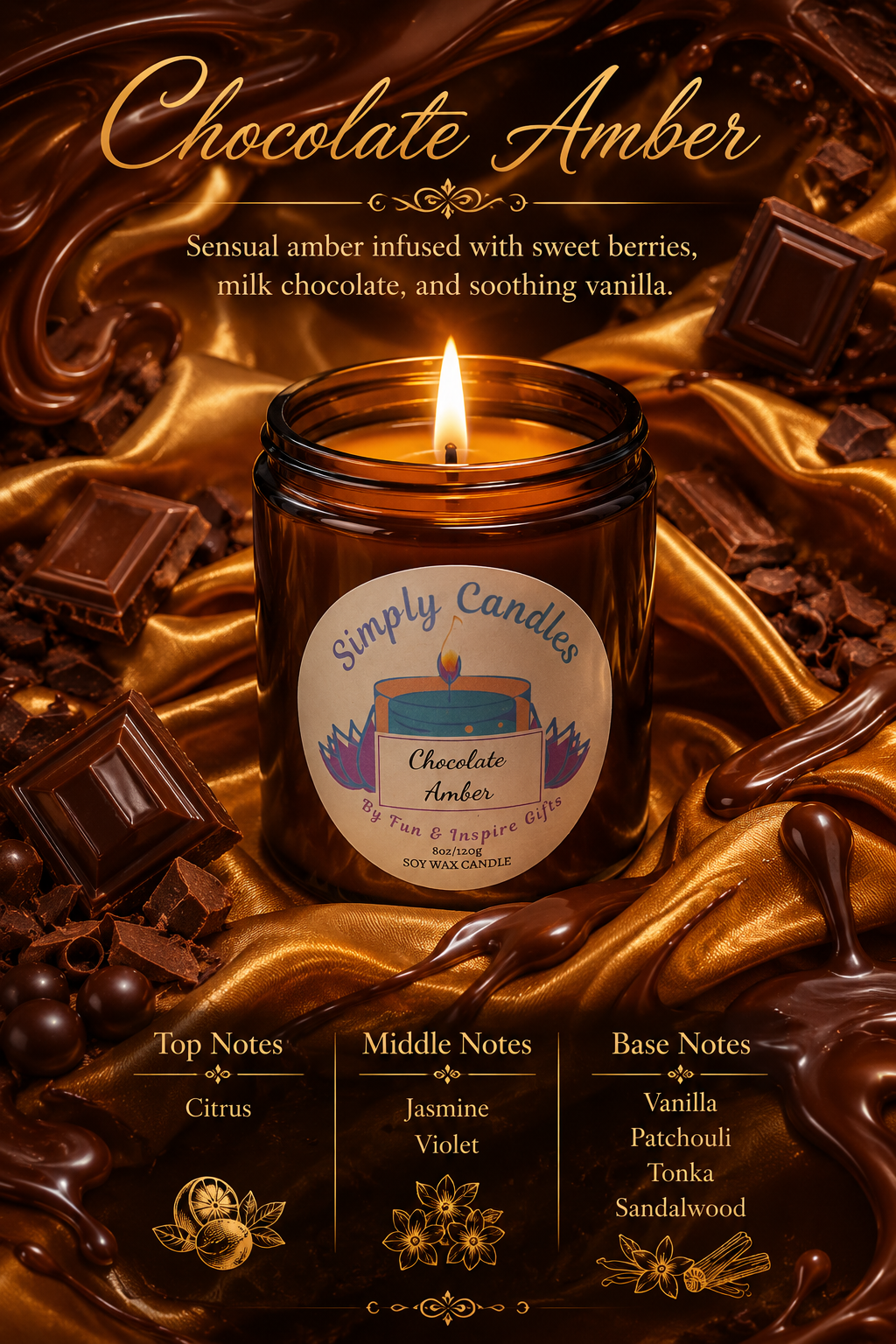 Chocolate Amber Scented Candle