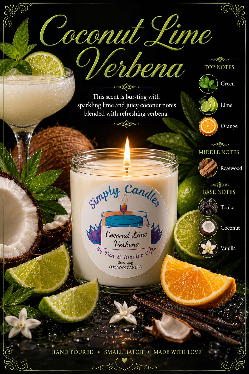 Coconut Lime Verbena Scented Candle