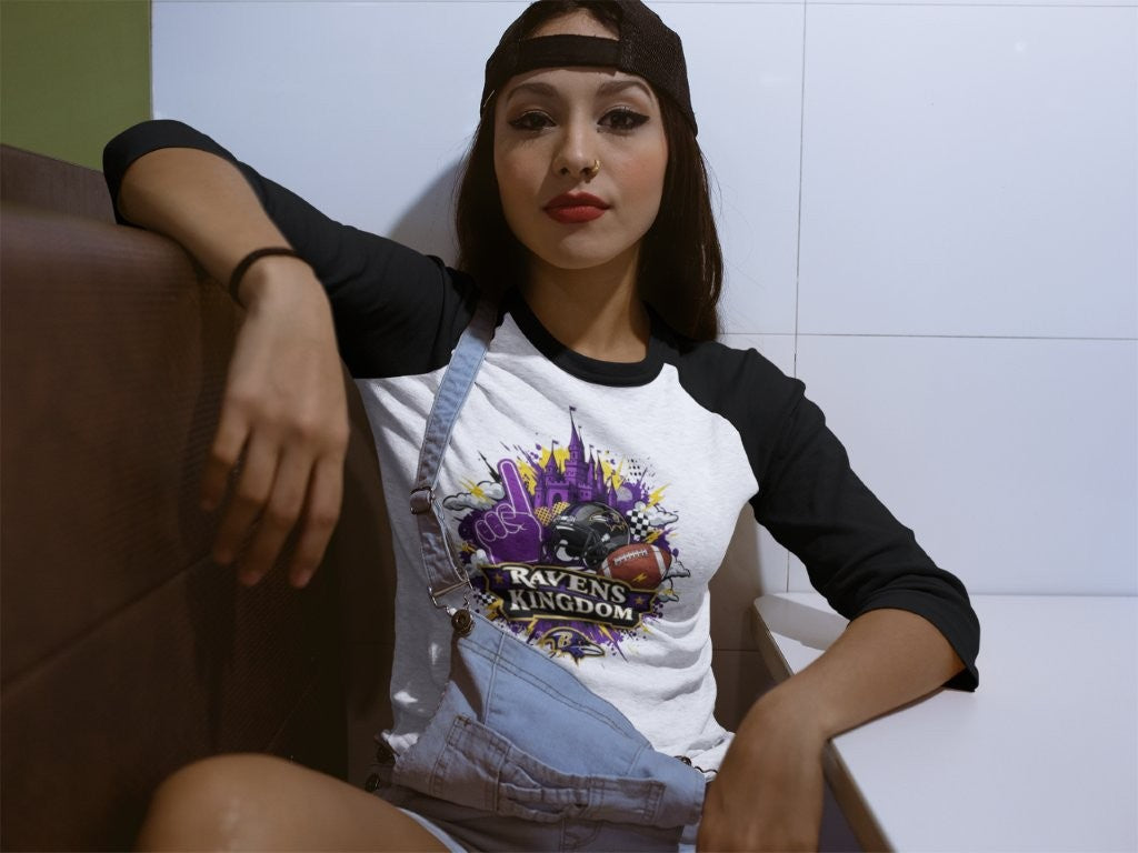 Ravens Kingdom Ladies Raglan 3/4 Sleeve Tee