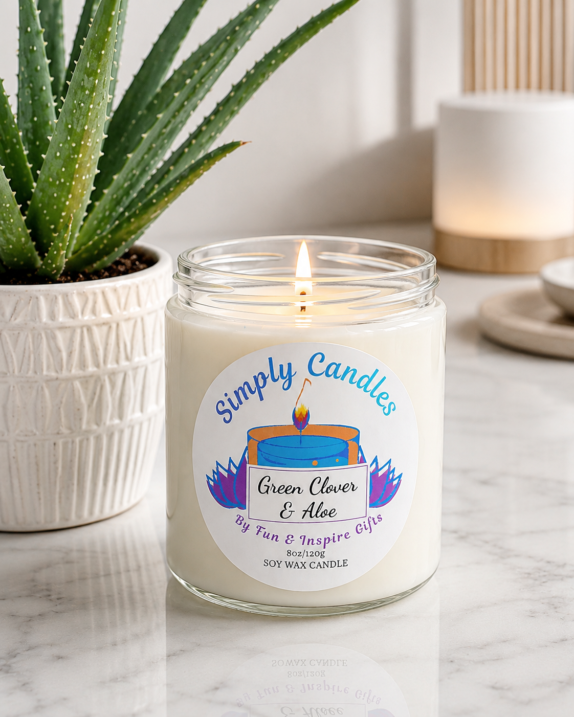 Green Clover and Aloe Scented Candle