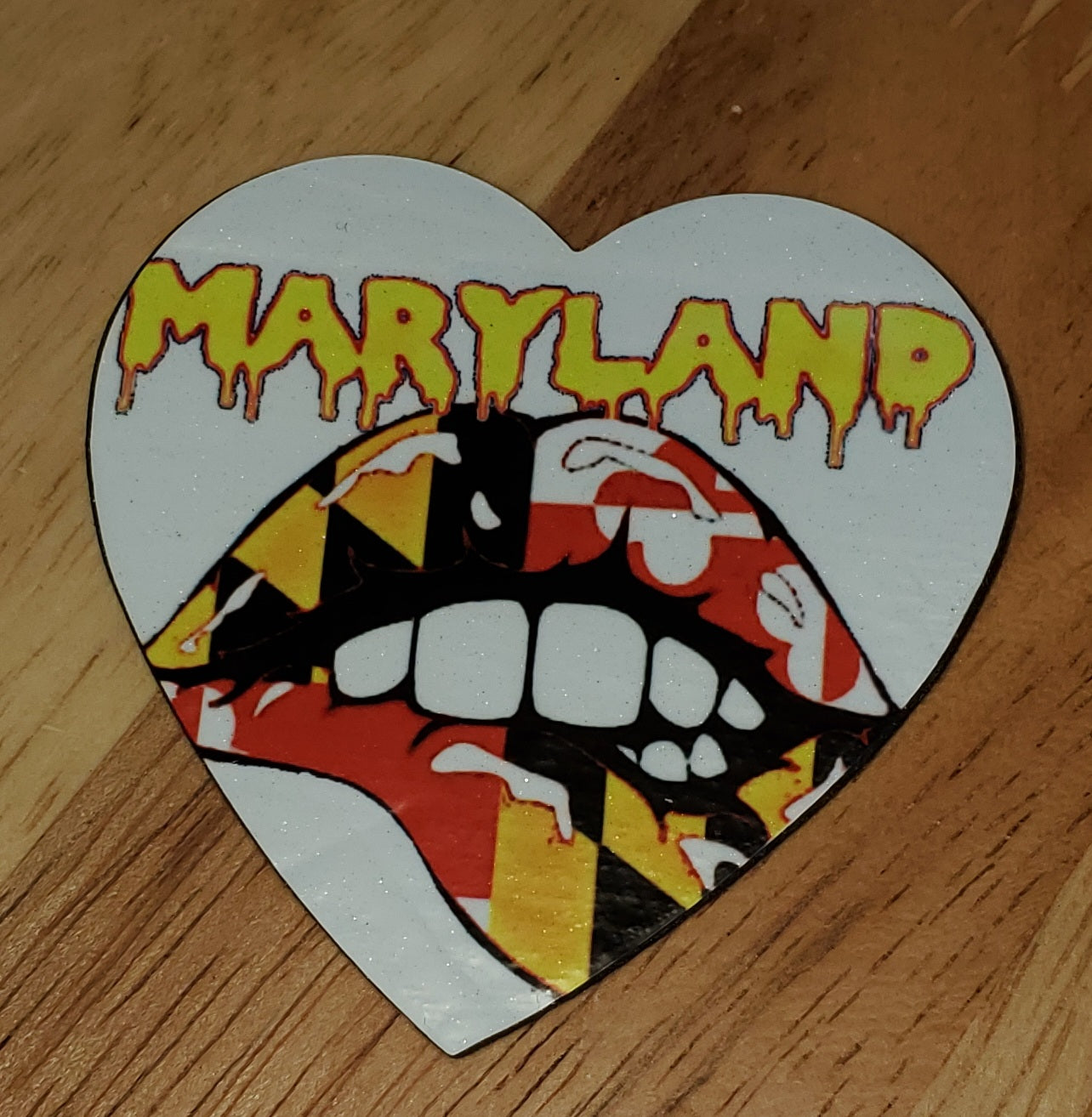 Maryland Lady Lips Heart Shaped Magnet