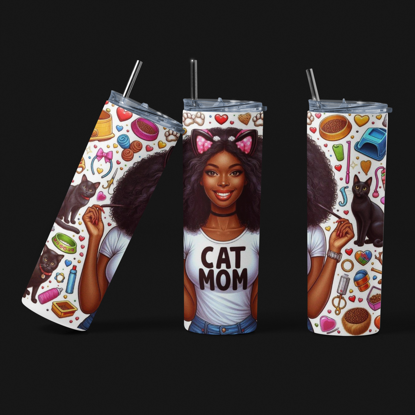 Cat Mom Skinny Tumbler