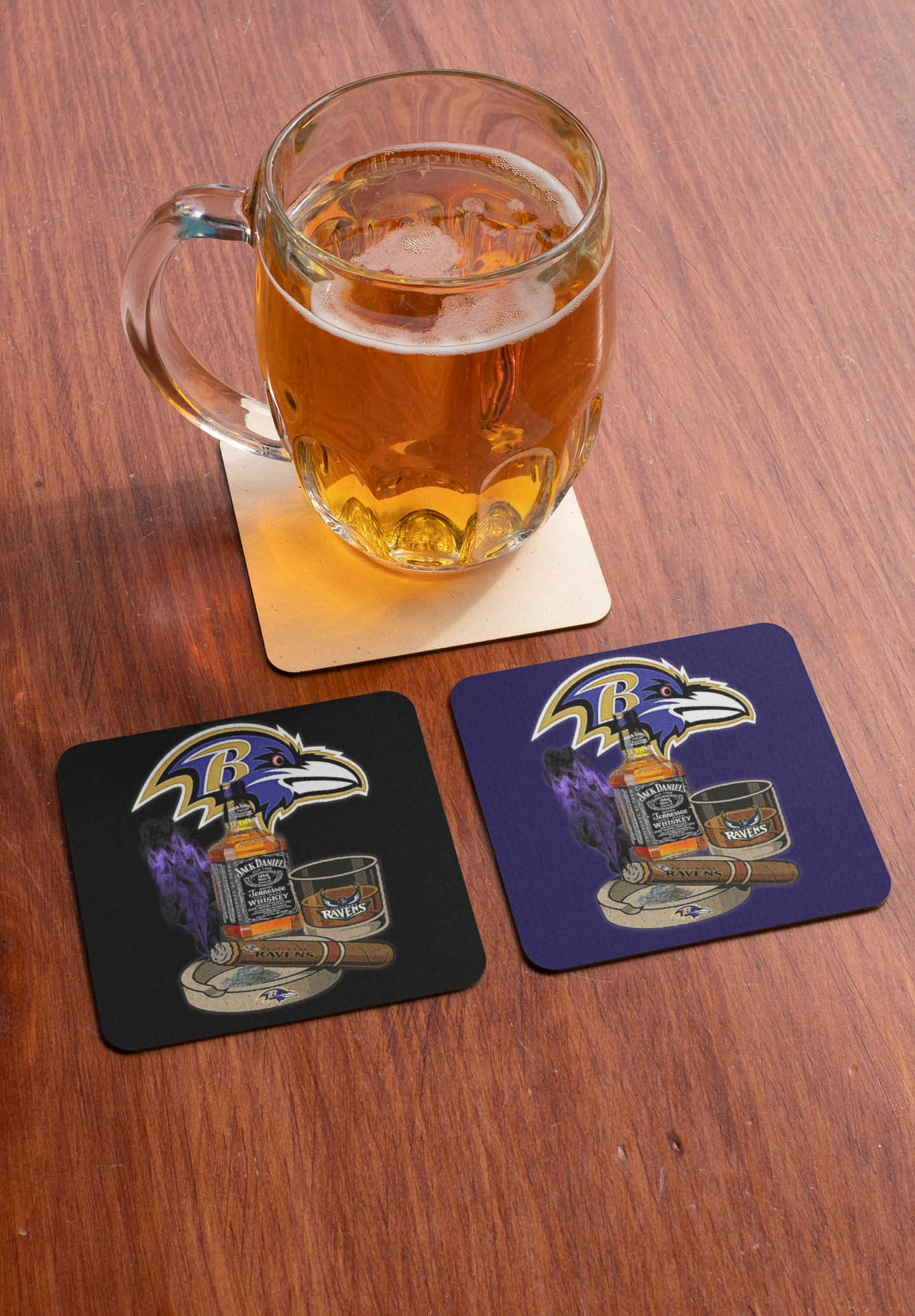 Cigars, Whiskey and Ravens Coaster