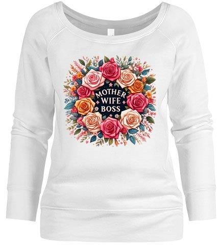 Mother, Wife, Boss Wideneck Sweatshirt