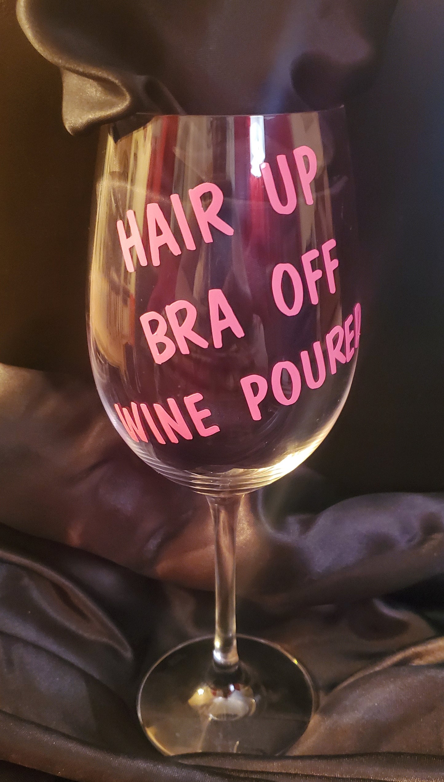 Hair Up Bra Off Wine Poured Wine Glass