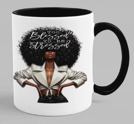 Too Blessed To Be Stressed Two Tone Coffee Mug