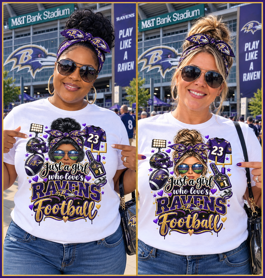 Just A Girl Who Loves Ravens Football Tee