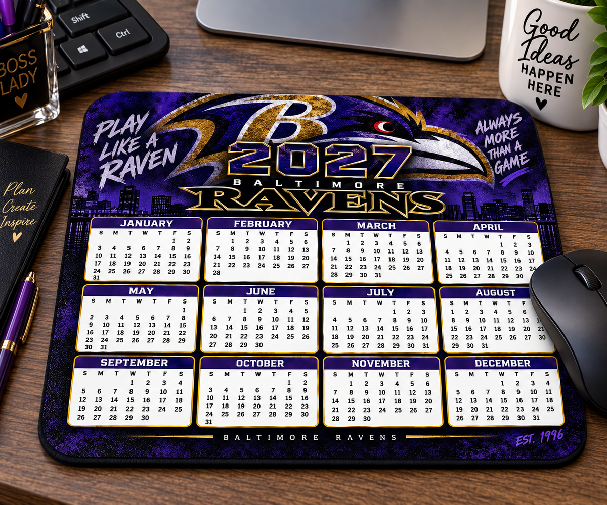 2027 Baltimore Ravens Mousepad with Matching Coaster Desk Set