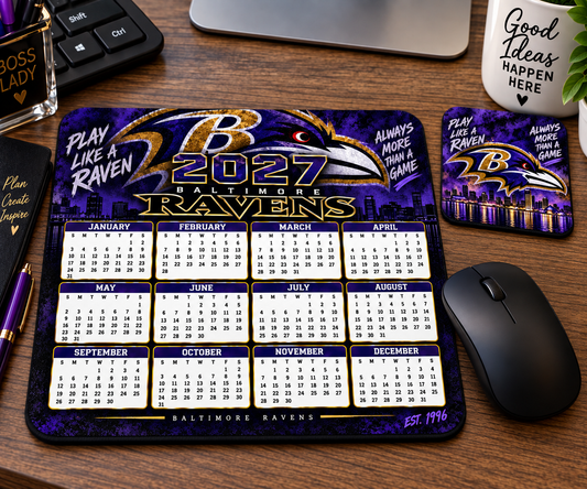 2027 Baltimore Ravens Mousepad with Matching Coaster Desk Set