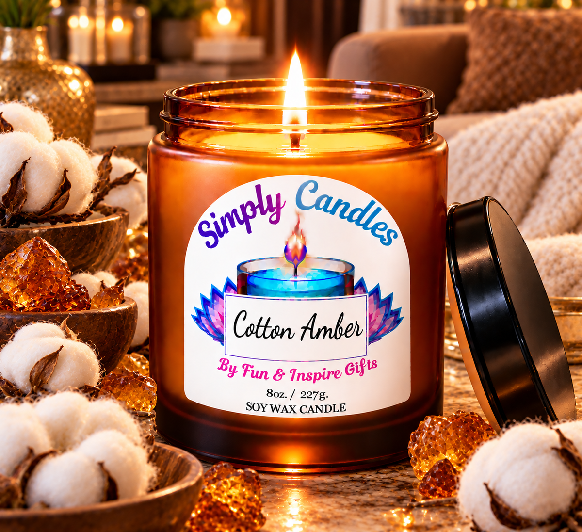 Cotton Amber Scented Candle
