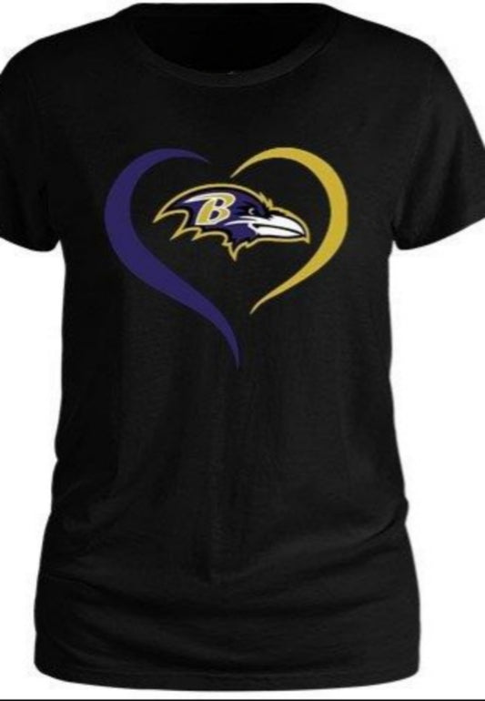 Ladies Ravens Two Tone Heart Tee