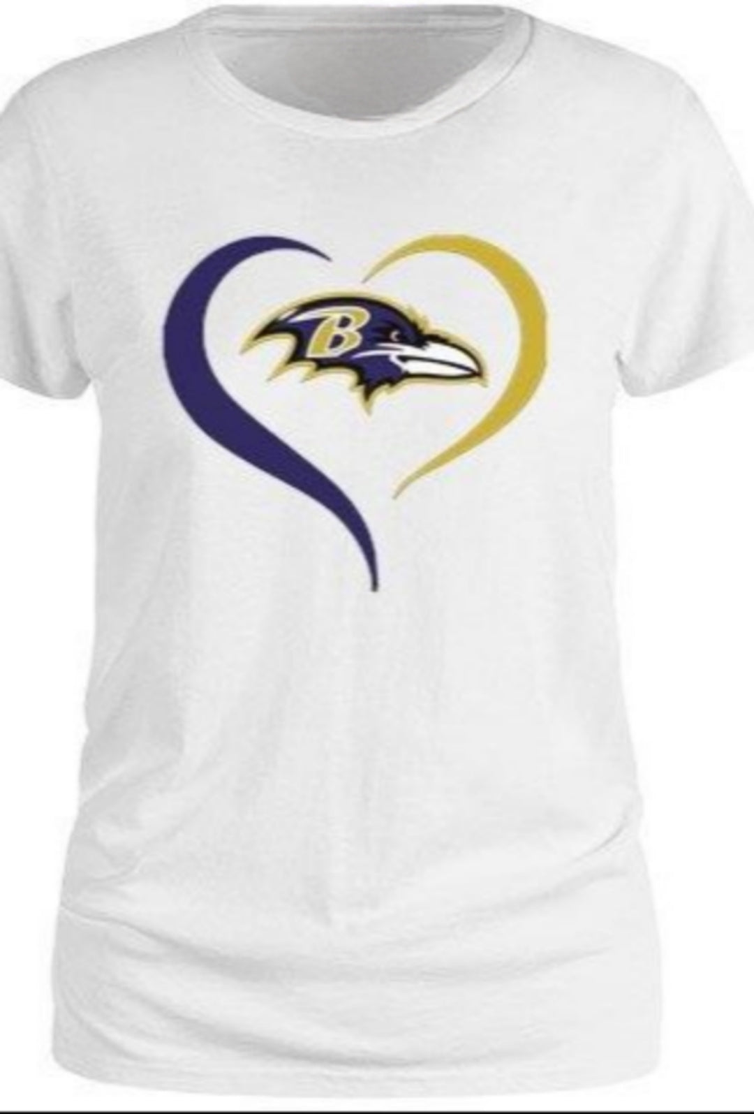 Ladies Ravens Two Tone Heart Tee