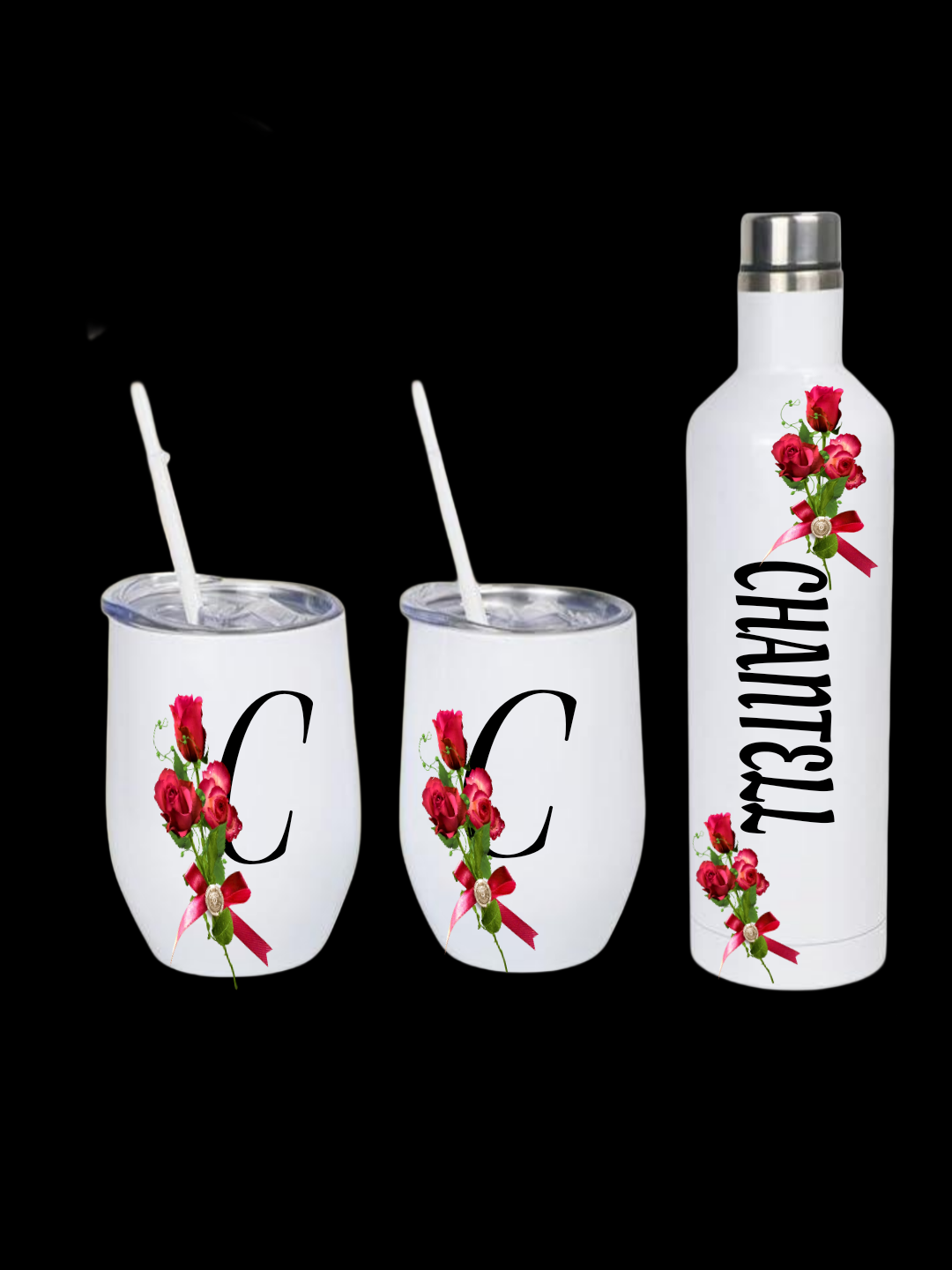 Personalized  Wine Bottle and Matching Wine Tumblers Gift Set