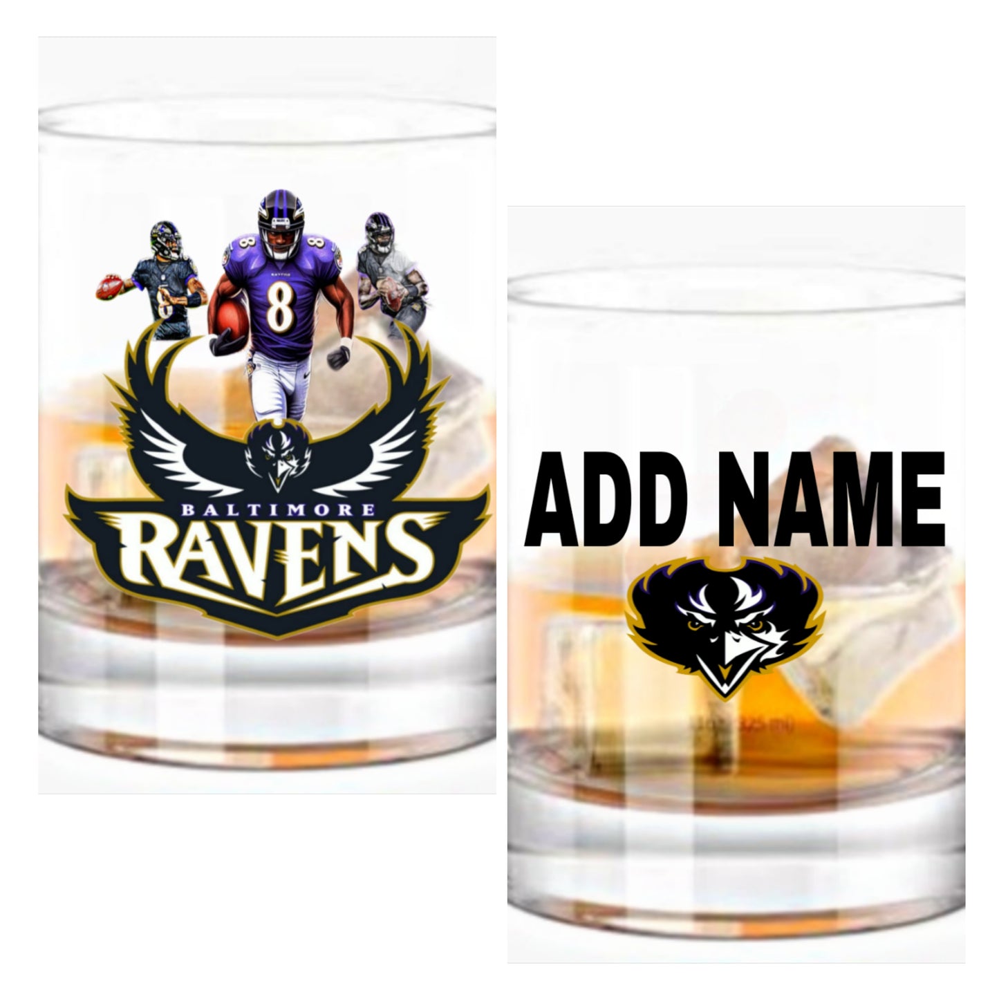 Lamar Jackson Baltimore Ravens Whiskey Glass