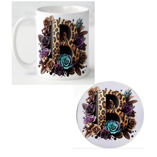 Initial B Coffee Mug and Coaster Set