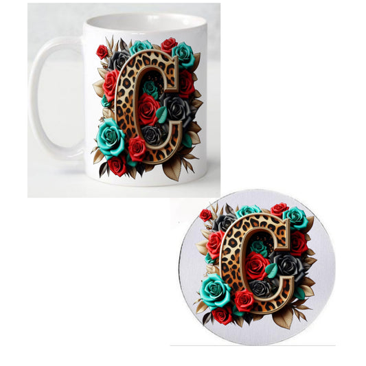 Initial C Coffee Mug & Coaster Set
