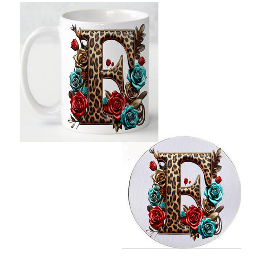 Initial F Coffee Mug & Coaster Set