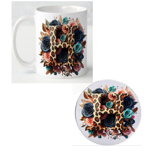 Initial H Coffee Mug & Coaster Set