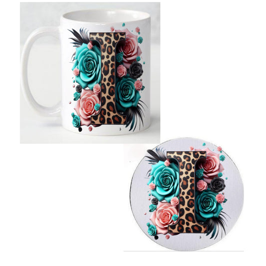 Initial I Coffee Mug & Coaster Set