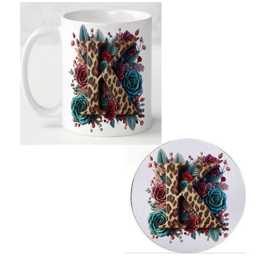 Initial K Coffee Mug & Coaster Set