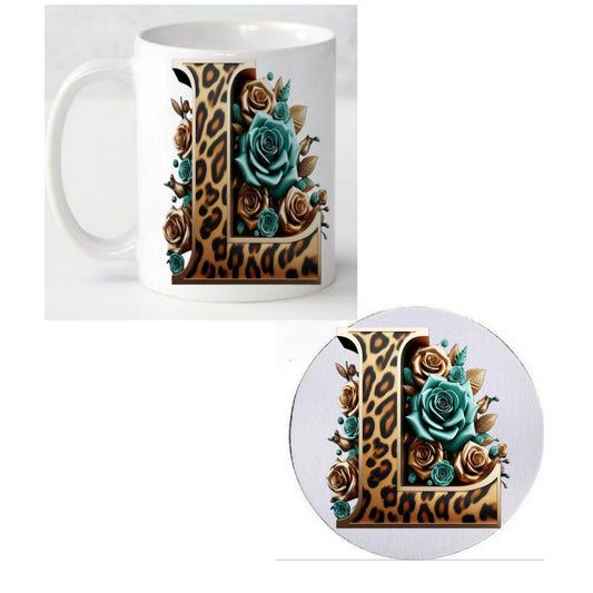 Initial L Coffee Mug & Coaster Set
