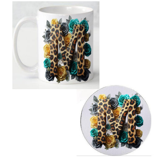Initial M Coffee Mug & Coaster Set