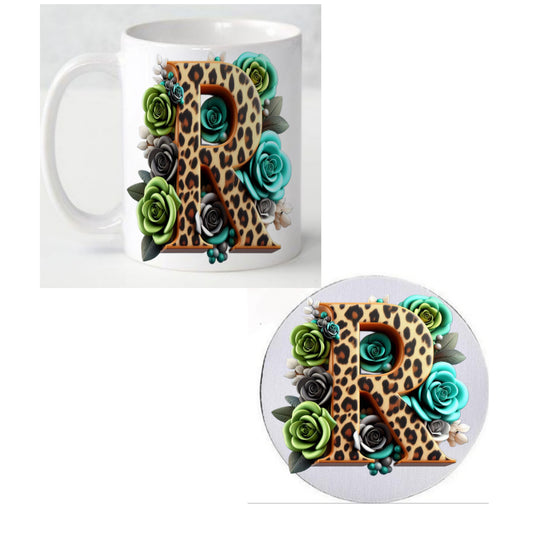 Initial R Coffee Mug & Coaster Set