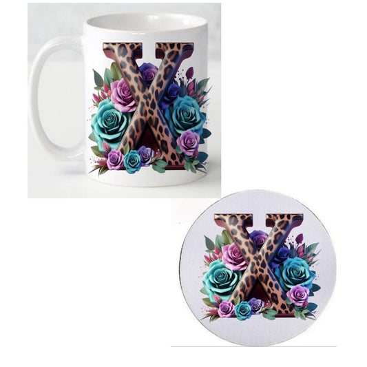 Initial X Coffee Mug & Coaster Set