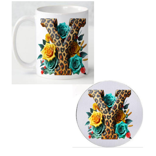 Initial Y Coffee Mug & Coaster Set
