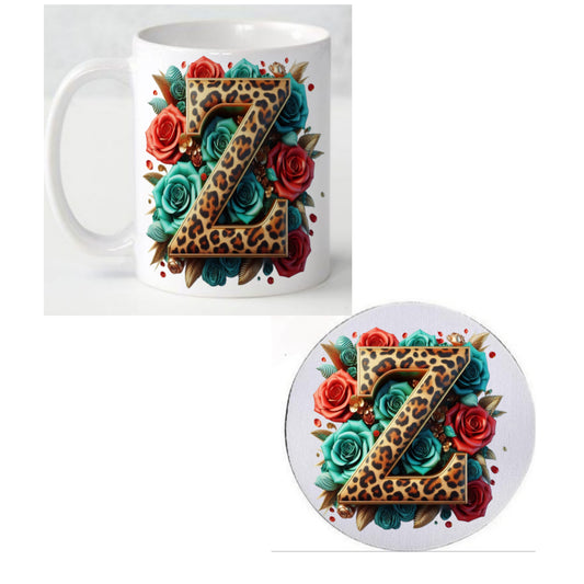 Initial Z Coffee Mug & Coaster Set