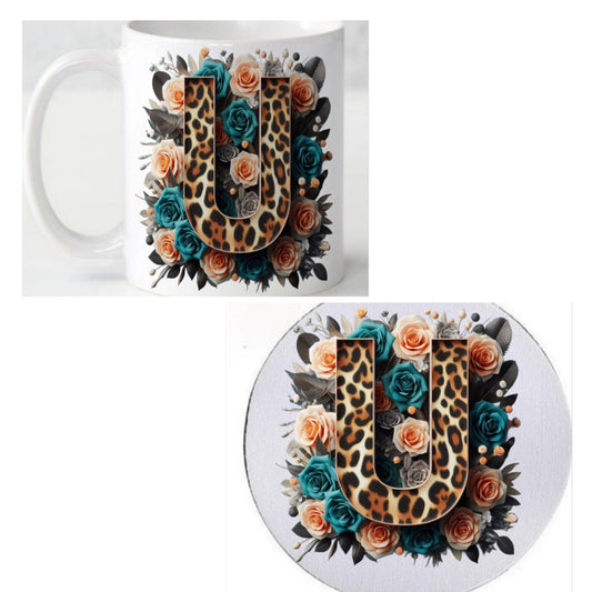 Initial U Coffee Mug & Coaster Set