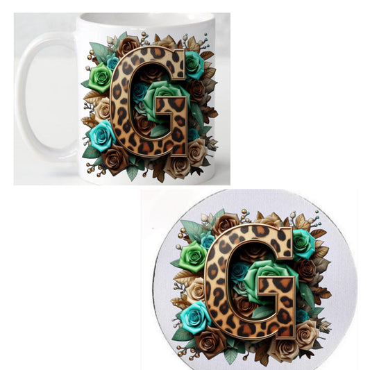 Initial G Coffee Mug & Coaster Set