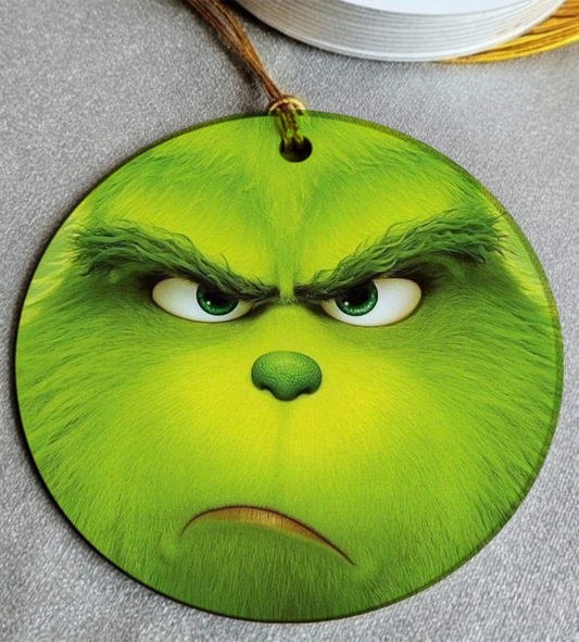 Grinch Face Ceramic Ornament