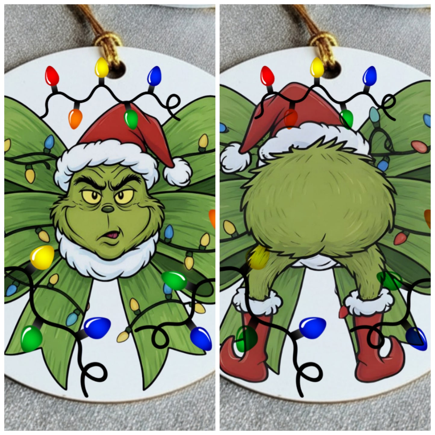 Grinch Wreath Ceramic Christmas Ornament