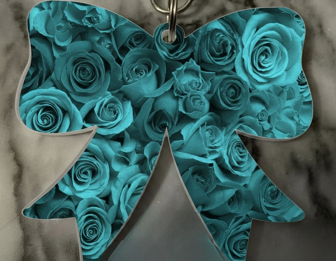 Personalized Acrylic Rose Bow Keychain