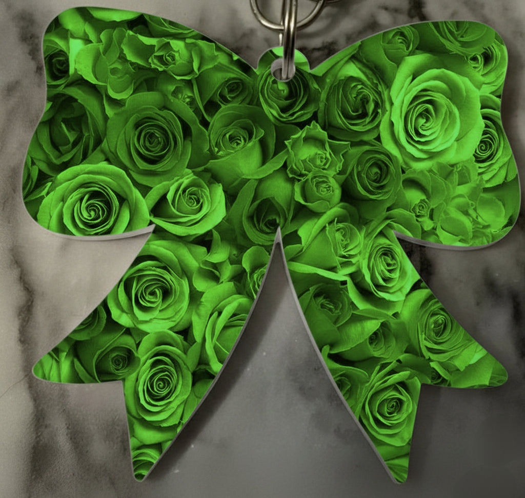 Personalized Acrylic Rose Bow Keychain