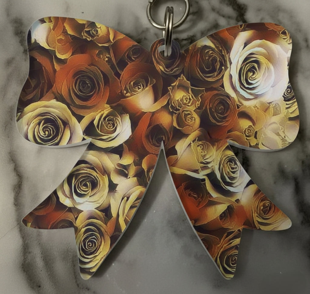 Personalized Acrylic Rose Bow Keychain
