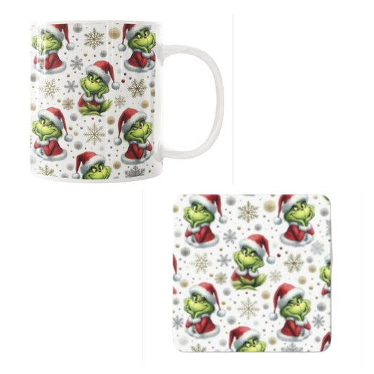 It's Snowing THE GRINCH Coffee Mug and Coaster Bundle